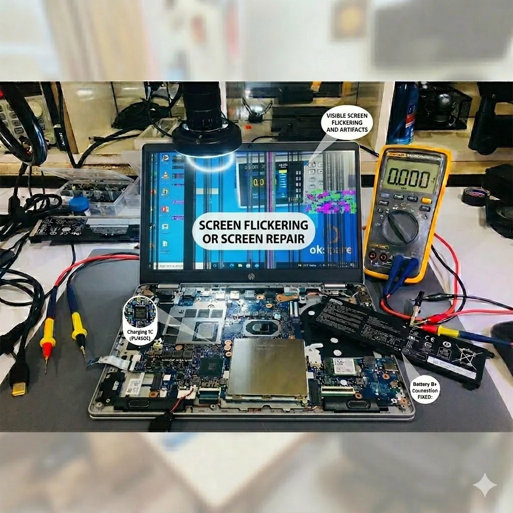 Laptop Display Lines Repair Service | Screen Damage Fix OKSpare