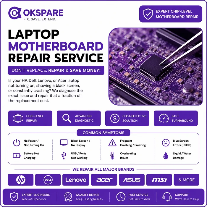 Laptop Motherboard Repair Service | HP, Dell, Lenovo, Acer